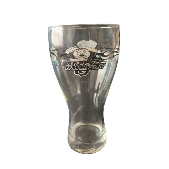 Pre Owned Harley Davidson Motorcycles Pilsner Glass Beer Thick Base Unique - Picture 2 of 11